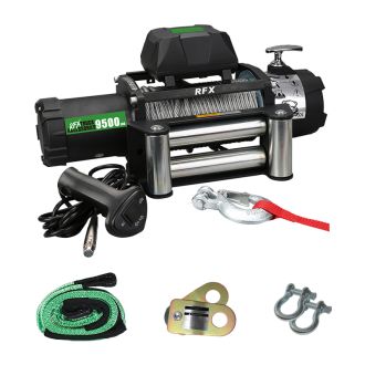 RFX 9,500 lbs Steel Rope Winch Recovery Starter Kit